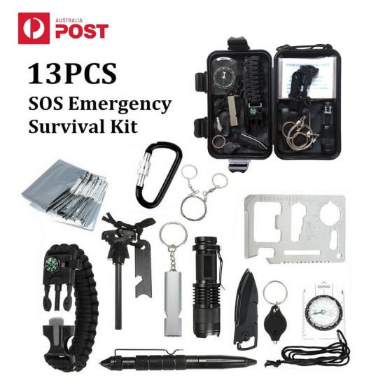 13 in 1 survival Gear kit Set Outdoor Camping Travel Survival Products EDC  Tool Emergency Supplies Tactical Tools for Wilderness